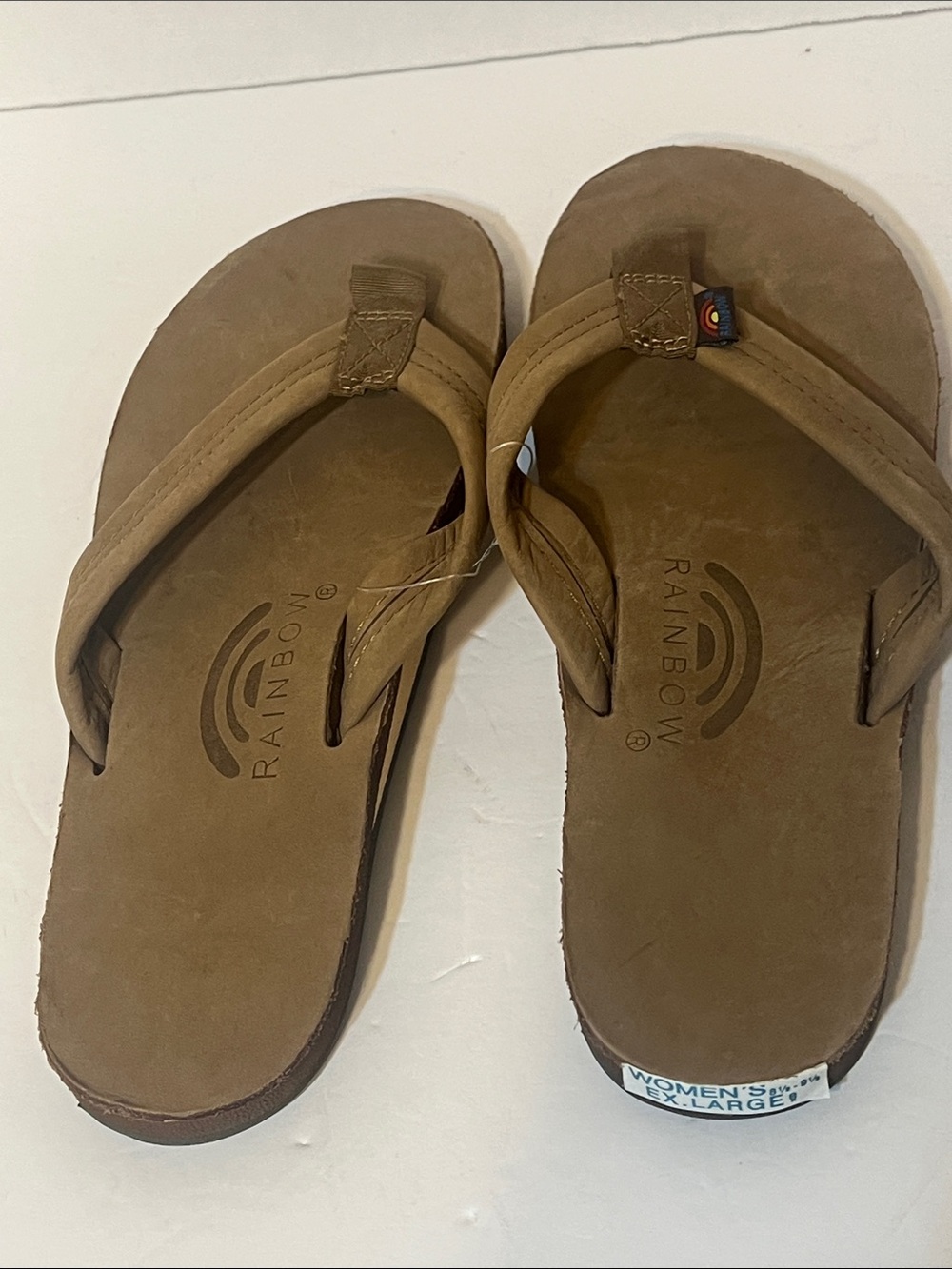 Rainbow Sandals Single Layer Tan Leather Flip Flops Sandals Women's xl 8.5-9.5 - Picture 3 of 13